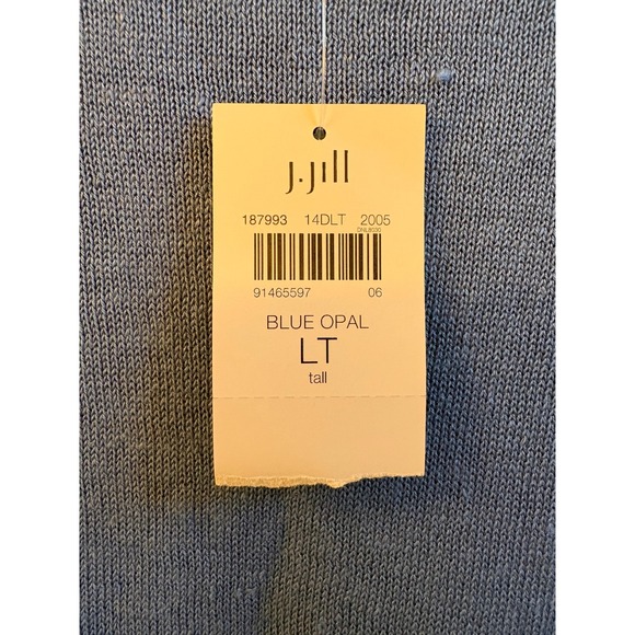J. Jill Blue Opal Linen Blend Sweater Tunic Boat Neck 3/4 Sleeve Large Tall NWT - Picture 4 of 9